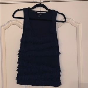 Banana Republic navy ruffled tank top